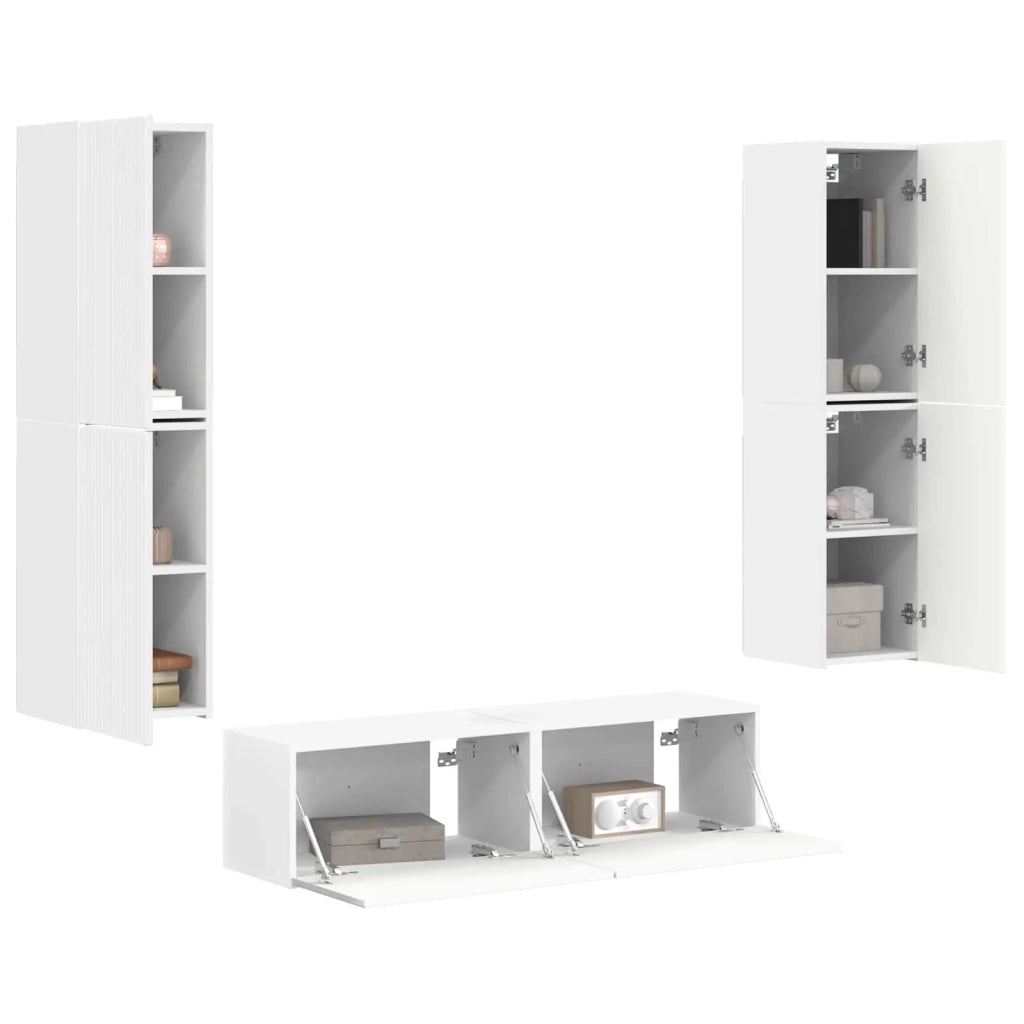 Set mobile TV 6 pcs Bianco Legno multistrato