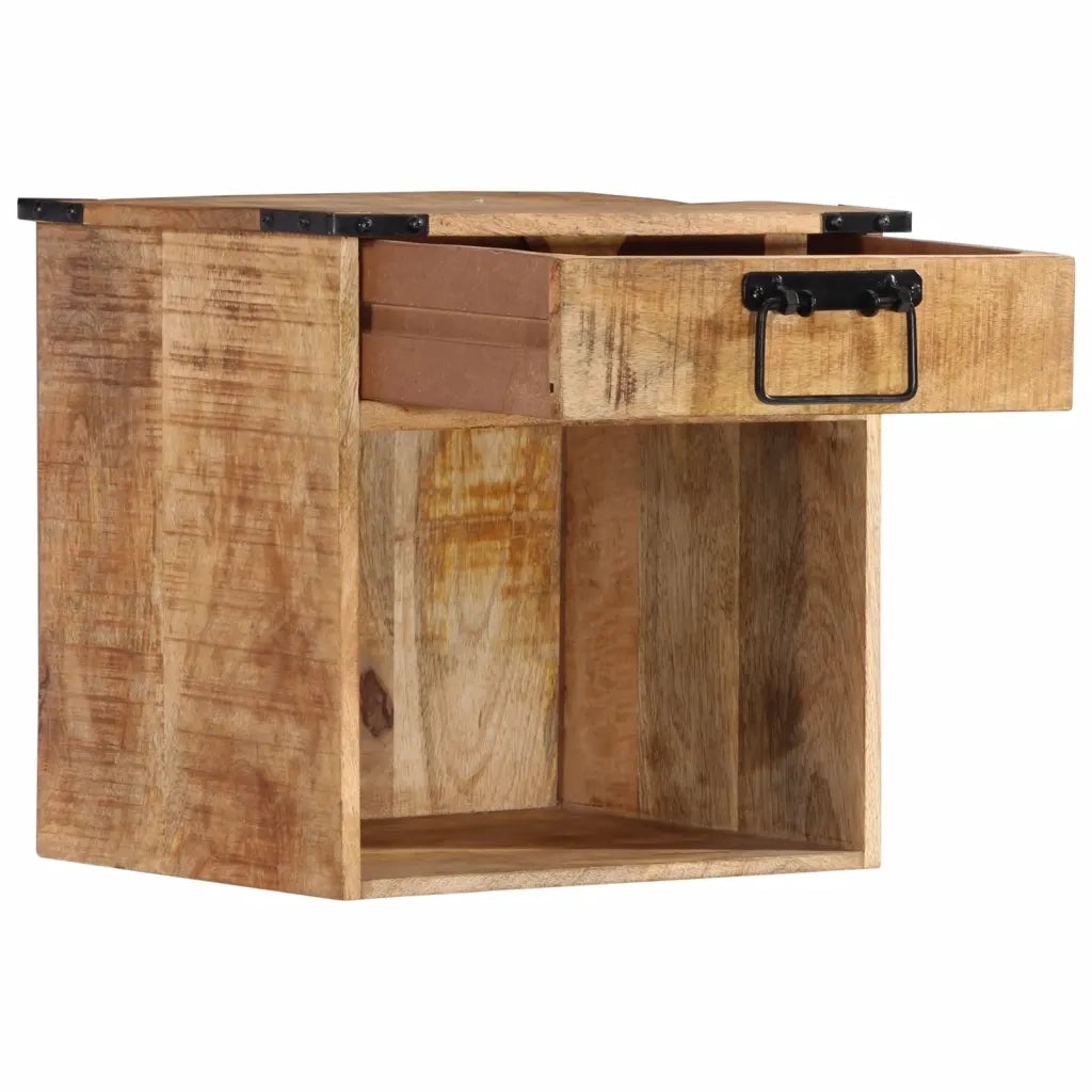 Comodino | Armadio da Notte | Mobiletto da notte 40x30x37 cm in Legno Massello di Mango