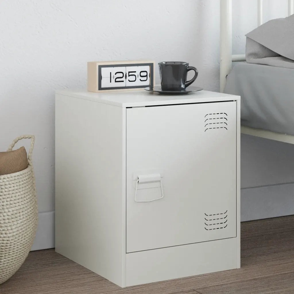 Comodino-Tavolino da notte Bianco 34,5x39x44 cm in Acciaio 833441