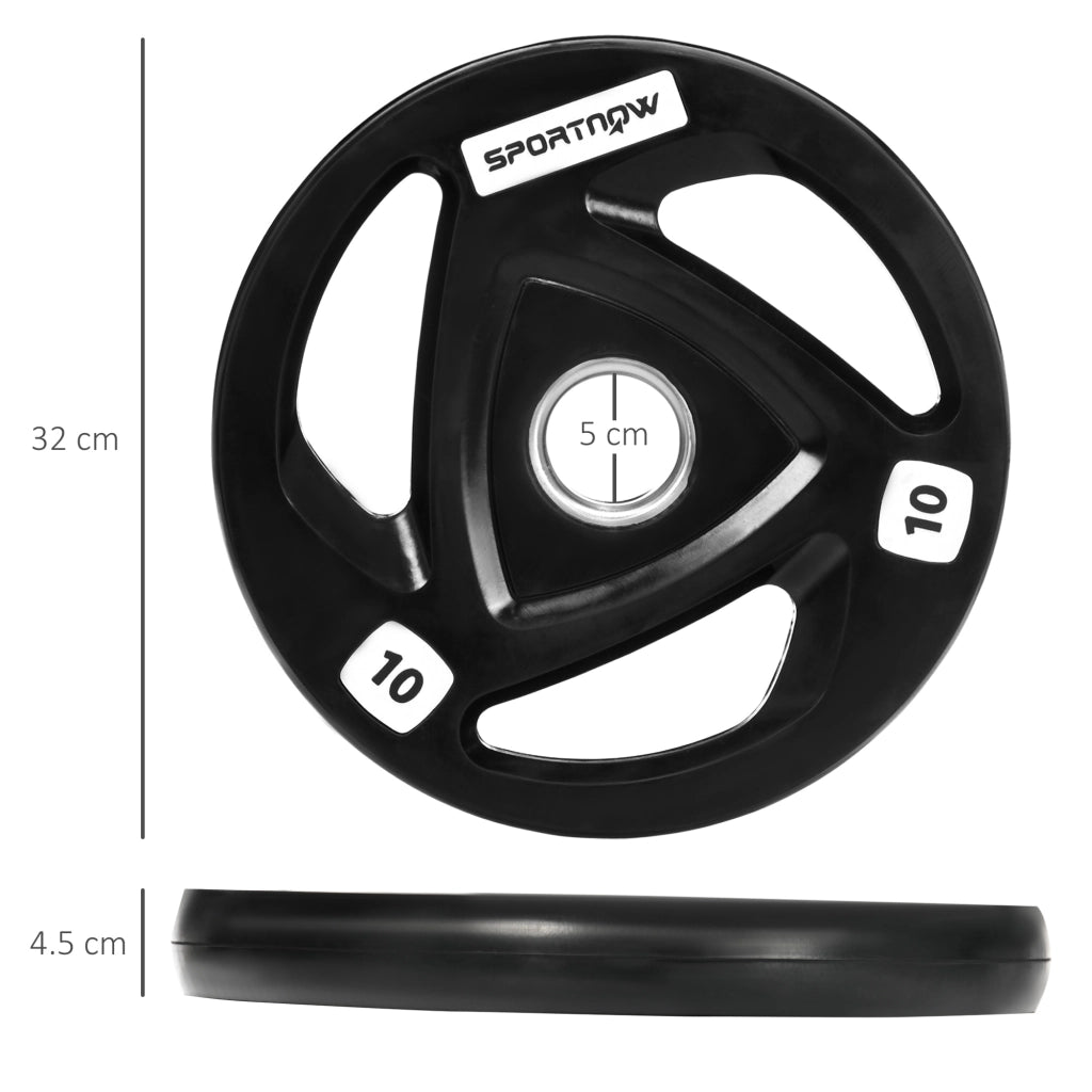 EasyComfort Set di 2 Dischi Pesi da 10kg in Acciaio con Rivestimento in Gomma per Bilanciere