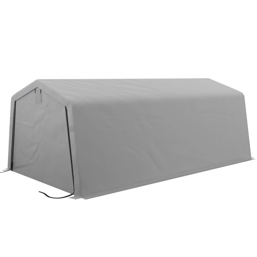 Tendone per Auto e Feste con 2 Finestre Laterali. in Acciaio Zincato e PE. 618x265/330x240 cm. Grigio Chiaro