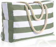 Borsa da spiaggia grande ripiegabile XXL per donne - cinturino, ideale per vacanza in famiglia, picnic e campeggio, 51 x 16 x 36 cm (verde)
