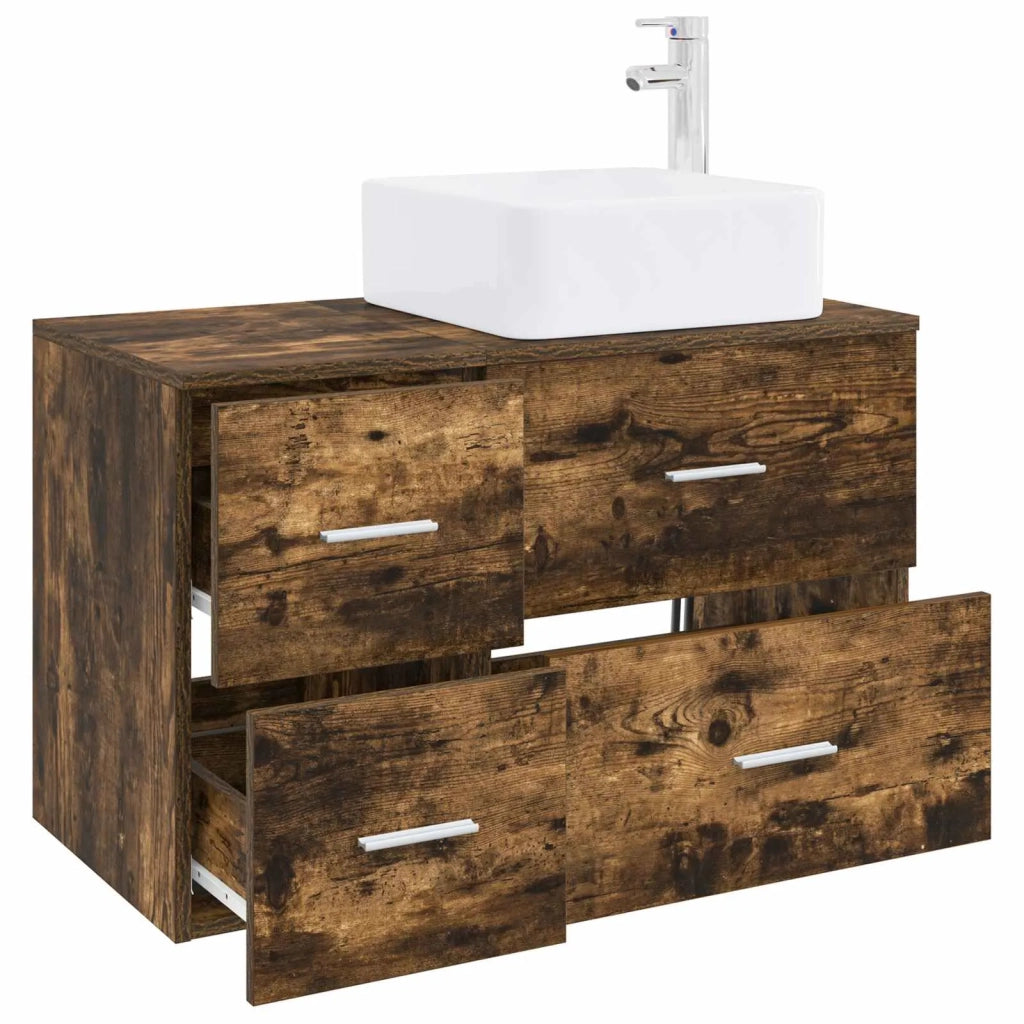 Set di mobili per il bagno 2 pz Rovere Fumo 3403980