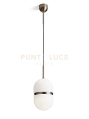 DOMU SOSPENSIONE GRANDE BRONZO VETRO BIANCO 1 LUCE ATTACCO GX53 D.20CM