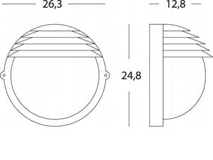 Lampada Applique Tonda Grande Colore Nero per Esterno Linea Palpebra Sovil
