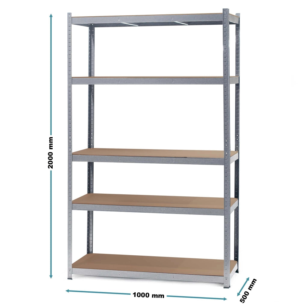 Scaffale per carichi pesanti zincato 100x50x204cm Scaffale a incastro 5 ripiani 200kg/piano