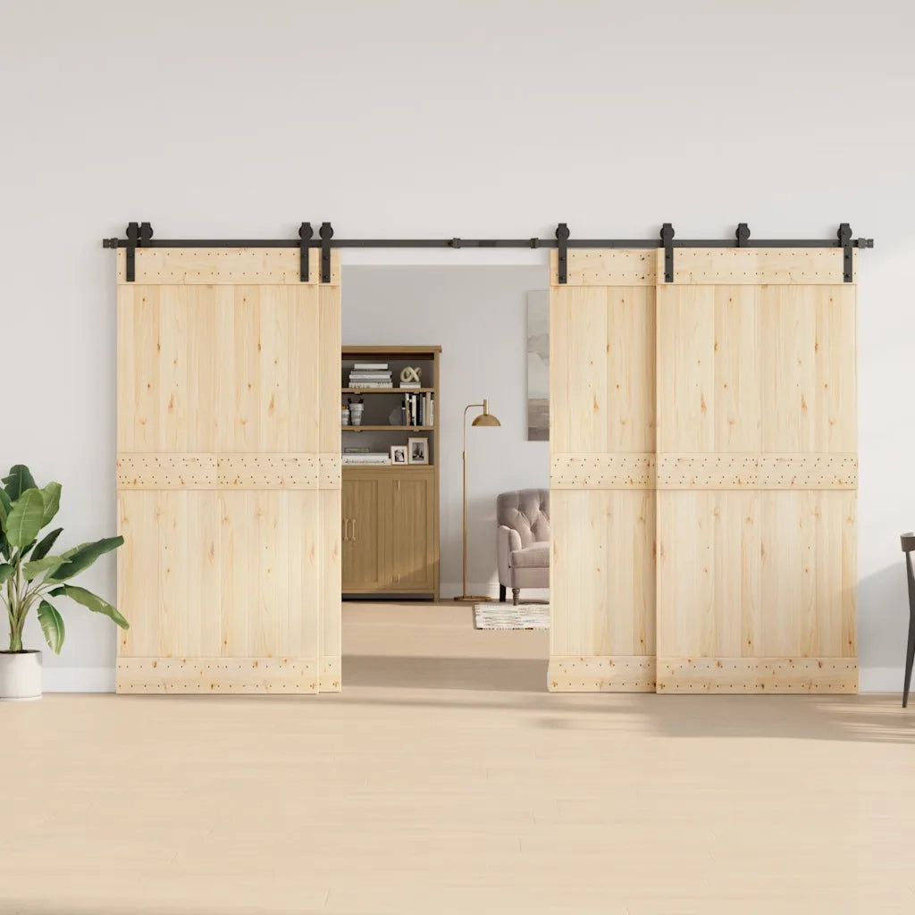 Kit di Binari per Porte Scorrevoli 366 cm Acciaio Nero CFW1419320
