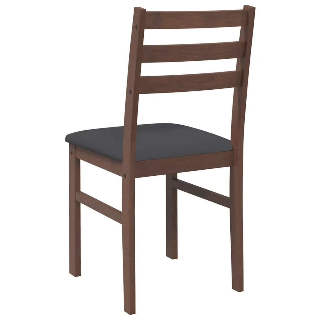 Sedie da Pranzo con Cuscini 2pz Marrone Legno Massello di Hevea 4102418