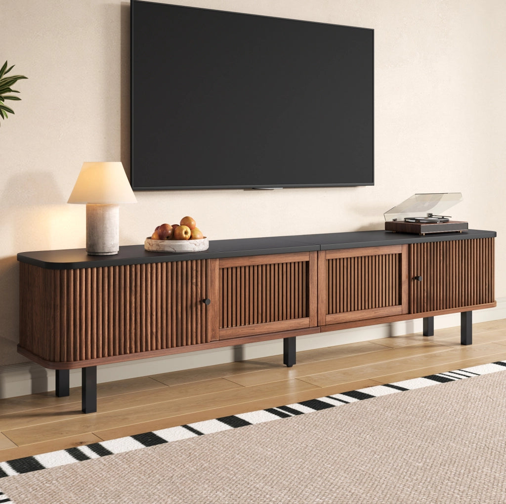 MOBILE TV 190x35x45 cm Noce con ante scorrevoli e anta a griglia