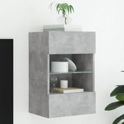Mobile TV a Parete con Luci LED-Mobile TV a Muro Grigio Cemento 40x30x60,5 cm