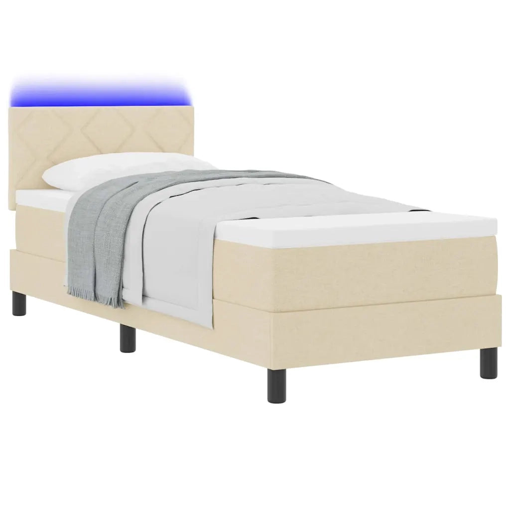 Letto a molle con materasso con led Crema 80 x 200 cm Tessuto