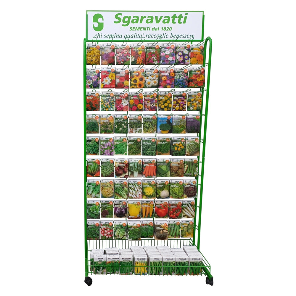 ESPOSITORE VERTICALE IN METALLO PER BUSTINE SEMI 72 ganci  - SGARAVATTI