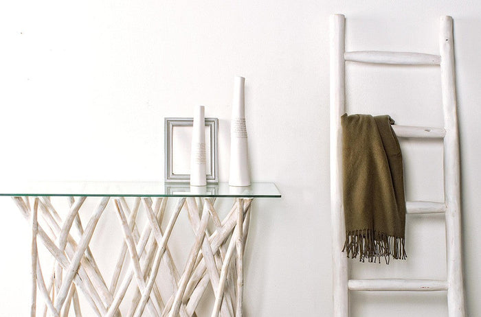 Scala Decorativa 48x6x150 cm in Teak Sahel Bianca