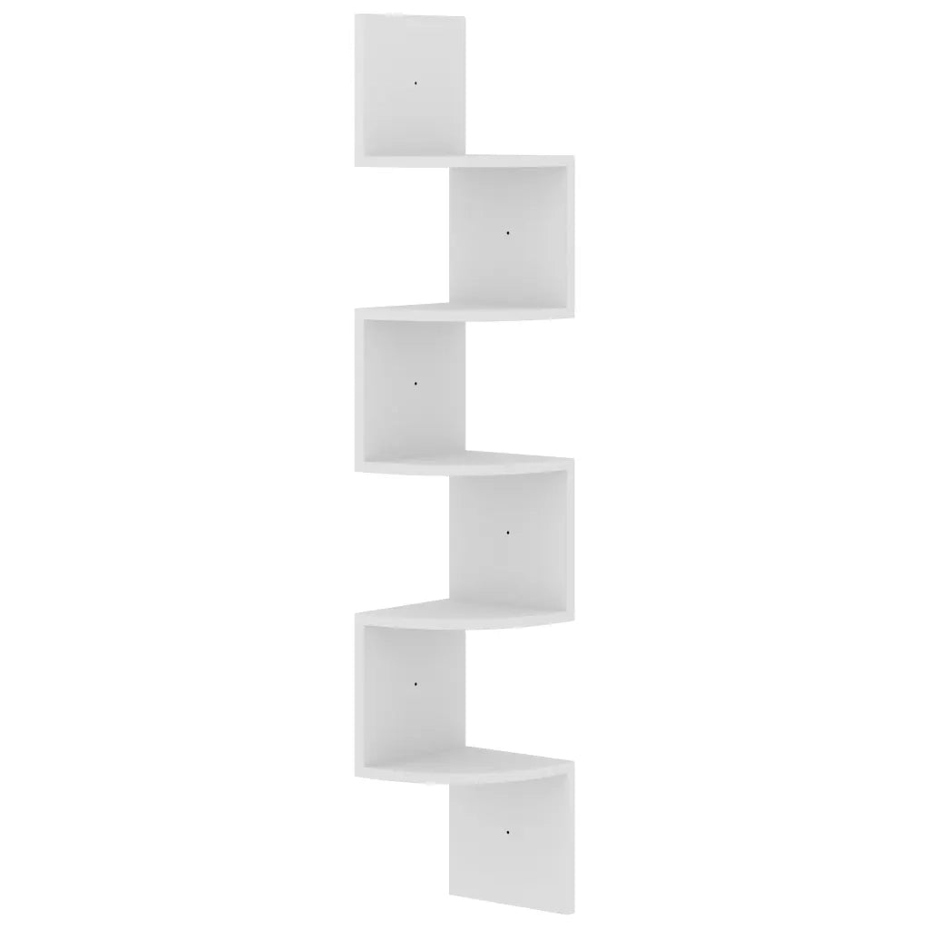 Scaffale Angolare a Muro Bianco 19x19x123 cm Legno Multistrato 326831