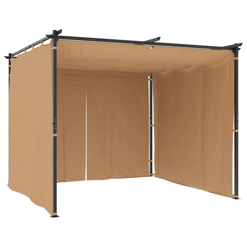 Gazebo con Tende 3x3 cm Grigio Talpa in Acciaio