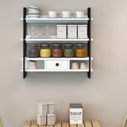 Scaffale da parete mensole e cassetto Severo colore nero e bianco