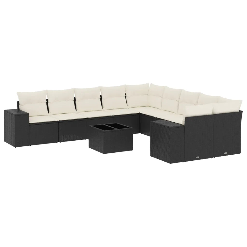 Set Divani da Giardino 11 pz con Cuscini in Polyrattan Nero 3255453