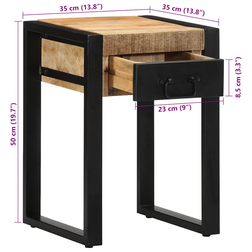 vidaXL Tavolino 35x35x50 cm in Legno Grezzo Massello di Mango