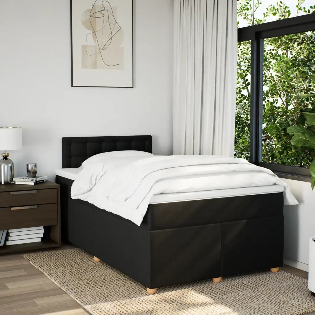 Giroletto a Molle con Materasso Nero 120x190 cm in Tessuto