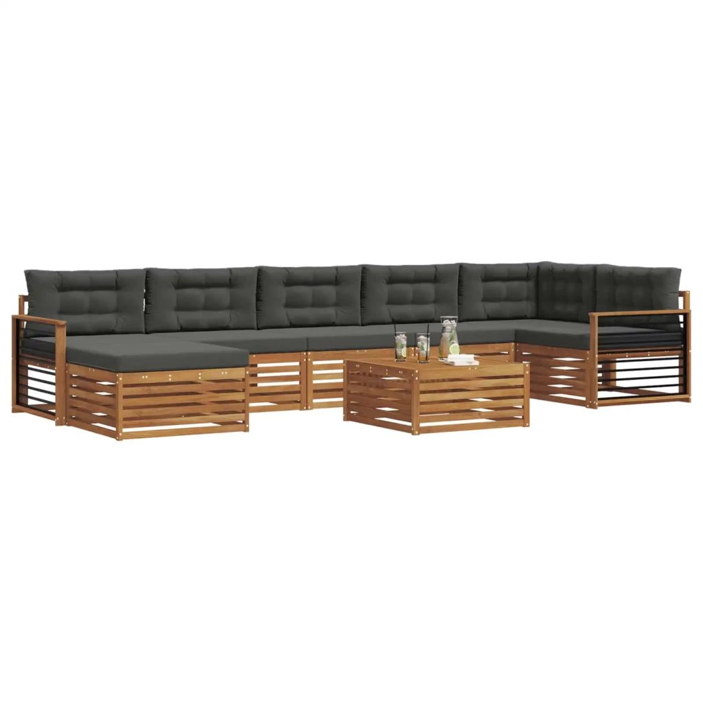 Set di divani da esterno con cuscino 8 pcs Naturale e Antracite