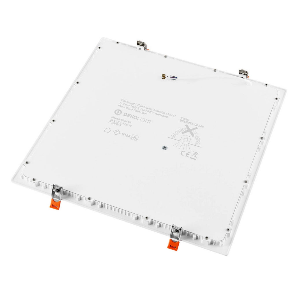 Faretto LED incasso pannello quadrato slim DMX RGB multicolore luce calda 24V impermeabile cromoterapia box doccia bagno 37W foro 380x380