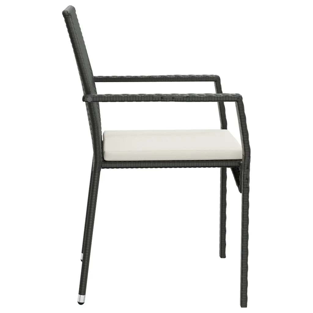 Set da Pranzo da Giardino 9 pz con Cuscini Nero in Polyrattan 3184992
