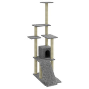 Tiragraffi per gatti torre per arrampicata giocattolo piattaforma per arrampicata con tiragraffi in sisal leggero 155 cm grigio 02_0022581
