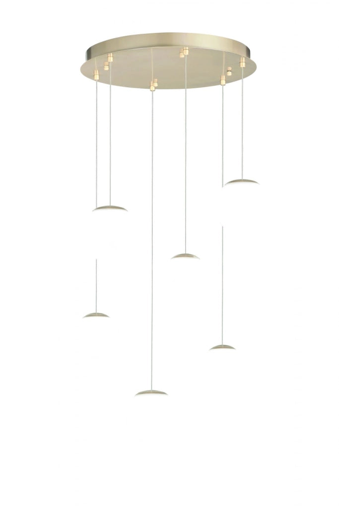 SOSPENSIONE SANTOS 6 LUCI ORO LED 3000K 2880LM 48W D.11-14CM SENZA VETRI