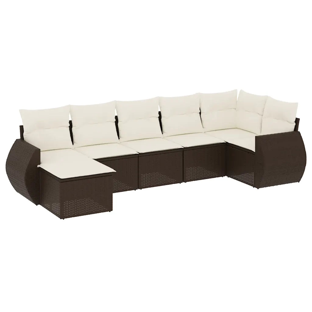 Set Divani da Giardino 7 pz con Cuscini Marrone in Polyrattan 3254020