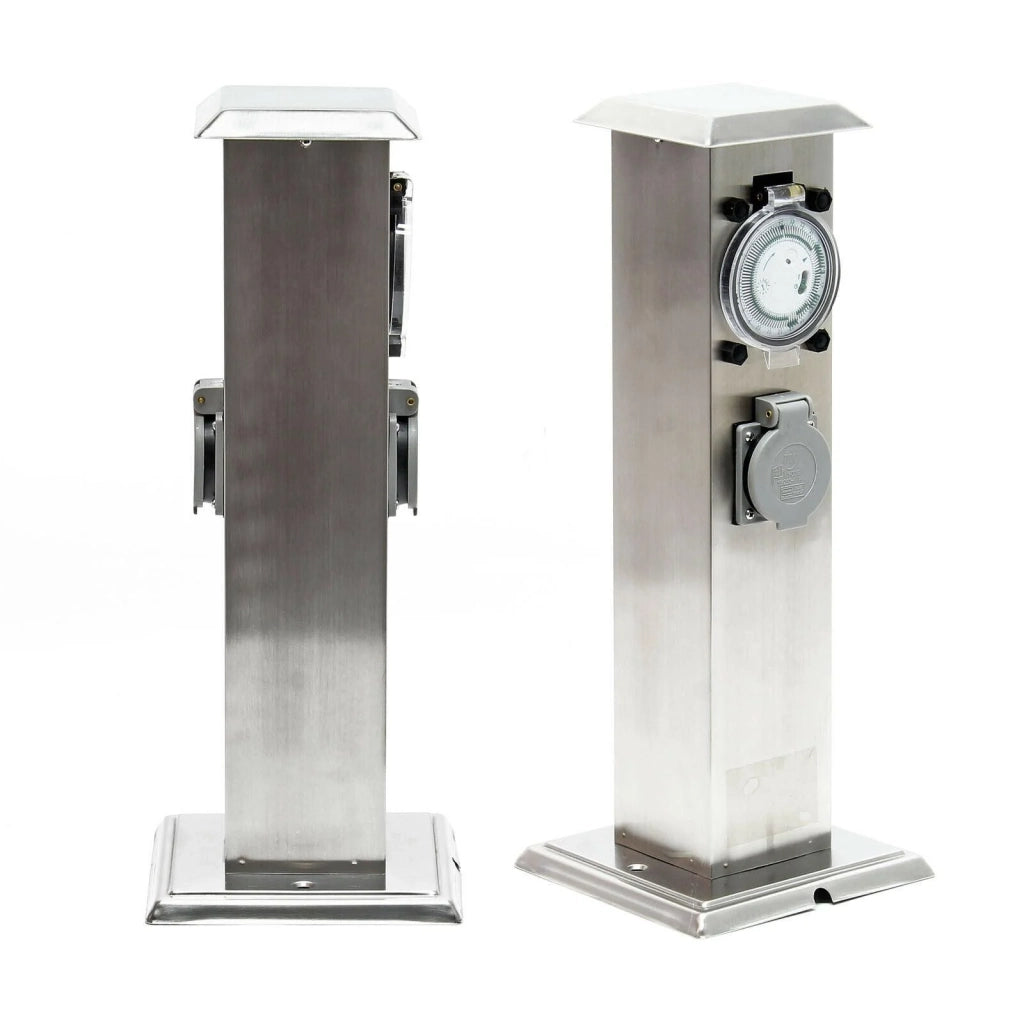 Colonnina elettrica con 2 prese esterne timer acciaio raffinato IP44 16_0002281