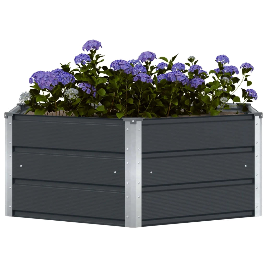 Fioriera-Vaso-Contenitore per Piante Antracite 129 x 129 x 45 cm Acciaio