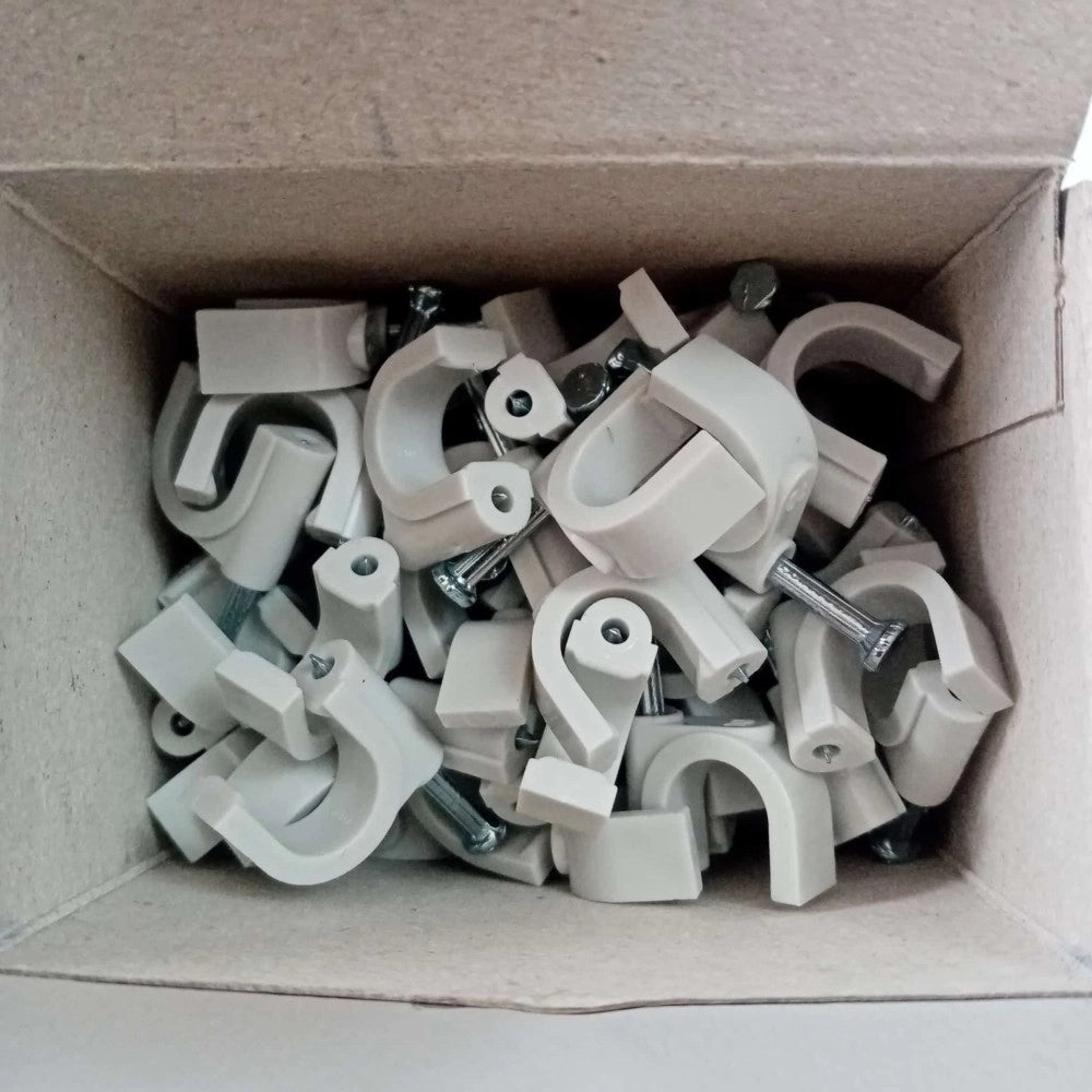 Chiodini 5-6mm box da 100pz graffette fissacavo colore grigio ral 7035