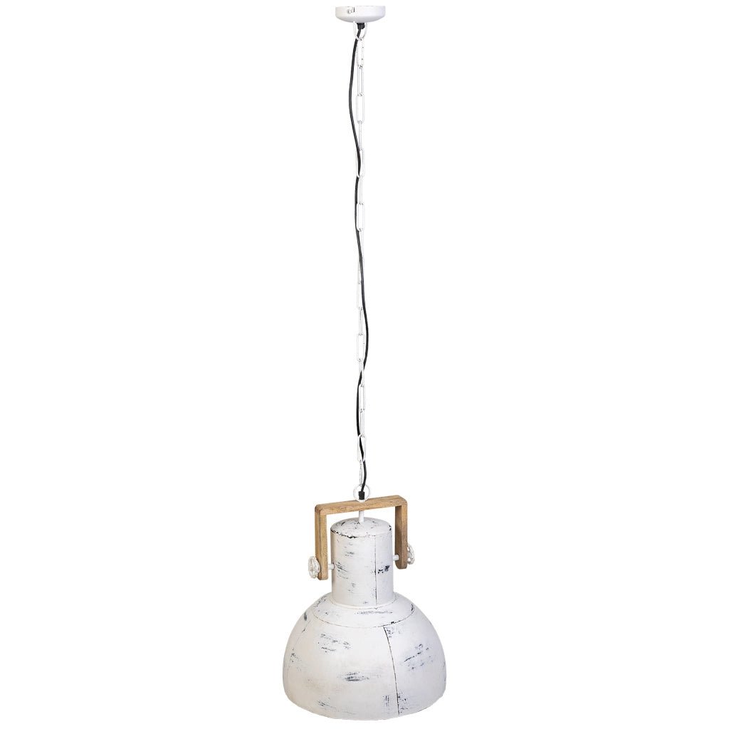 Plafoniera in legno bianco e metallo 41x41x52h