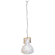 Plafoniera in legno bianco e metallo 41x41x52h