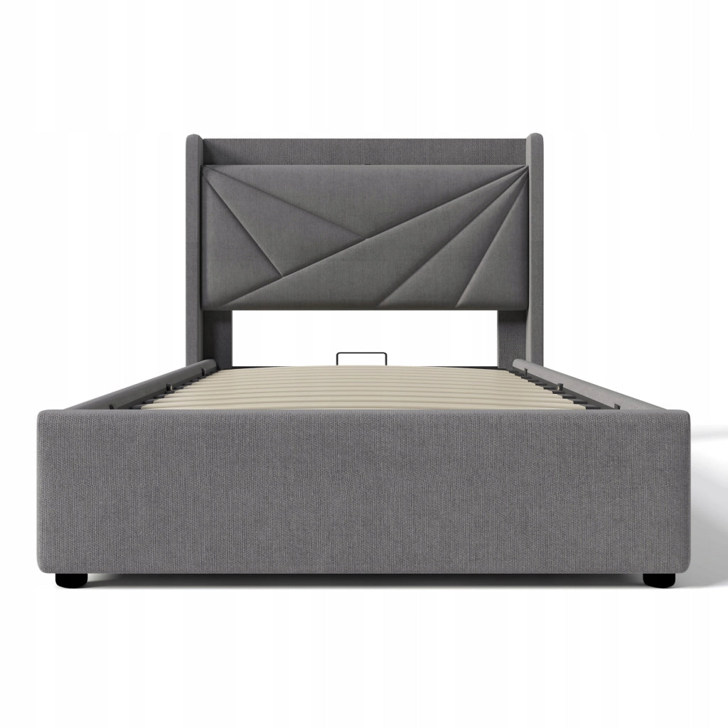 Letto singolo con cassetto e USB-C - Xylo - 90x200 - Lino