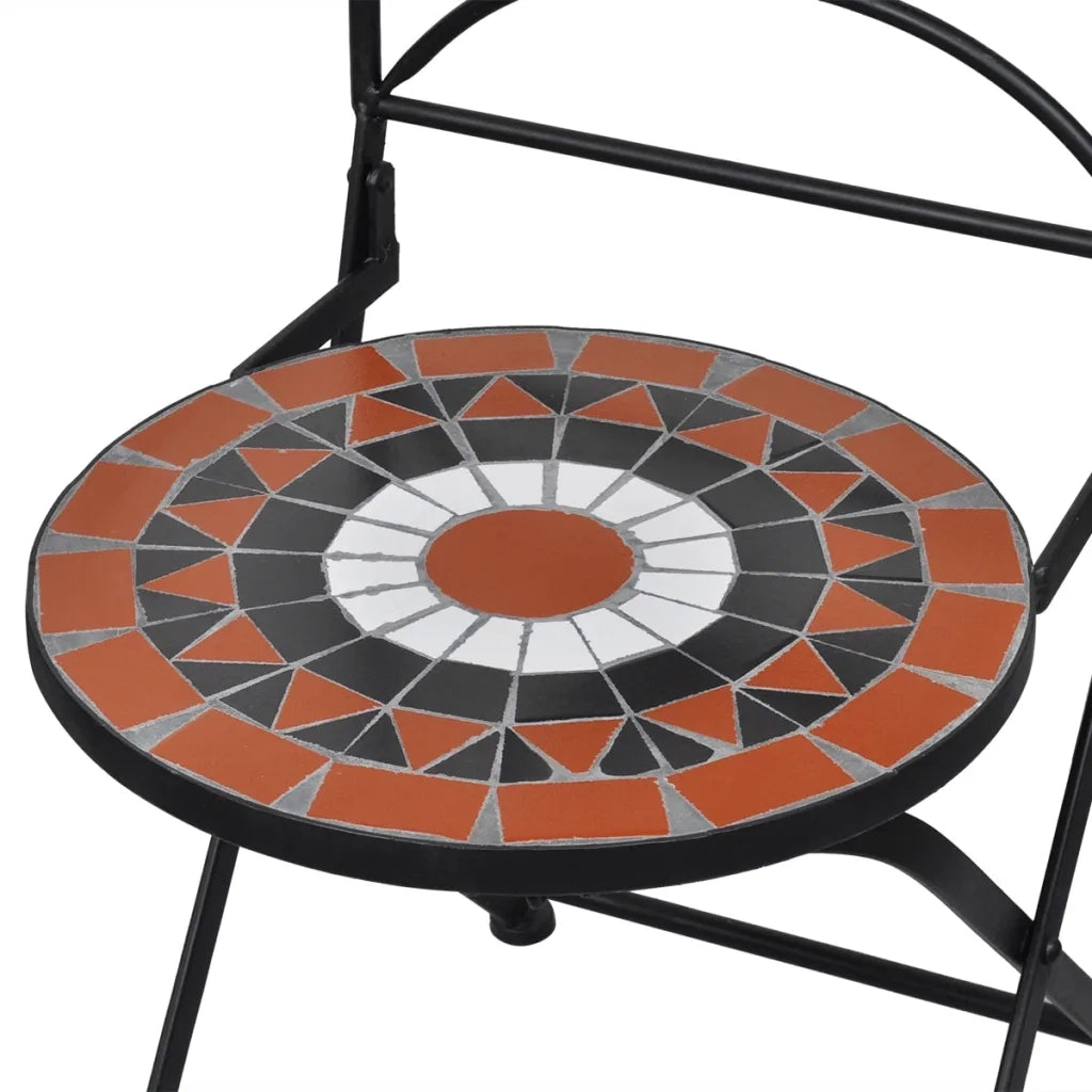 Set da Bistrot 3 pz Piastrelle di Ceramica Terracotta e Bianco cod mxl 49916