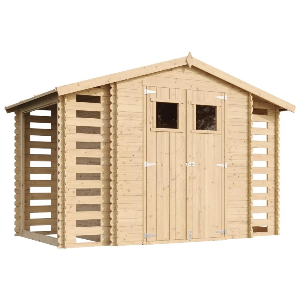 TIMBELA M391 Casetta da Giardino in Legno - 3,53 + 0,97+0,97 m2