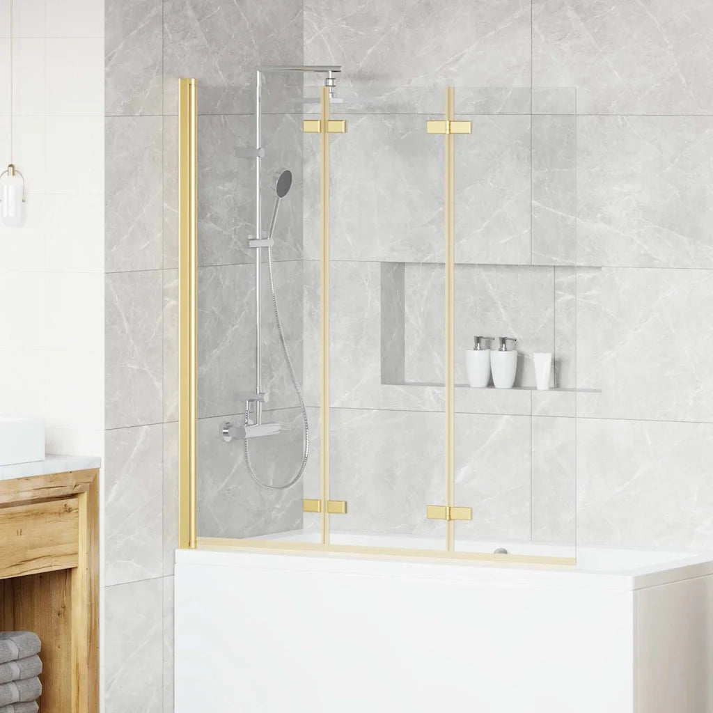 Involucro Doccia Oro 130 x 138 cm Vetro ESG e Alluminio
