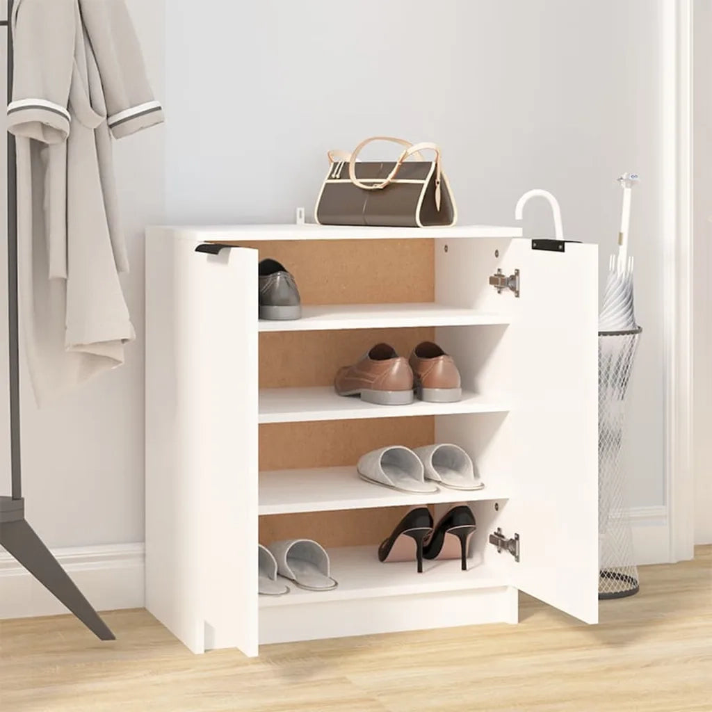 Scarpiera-Scaffale per scarpe Bianca 59x35x70 cm in Legno Multistrato