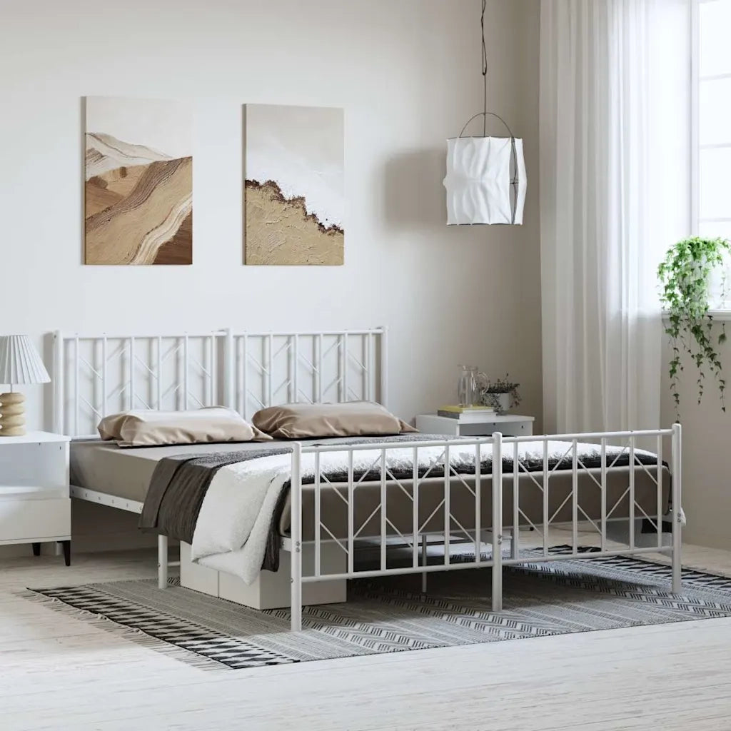 Giroletto con Testiera e Pediera Metallo Bianco 150x200 cmcod mxl 133793