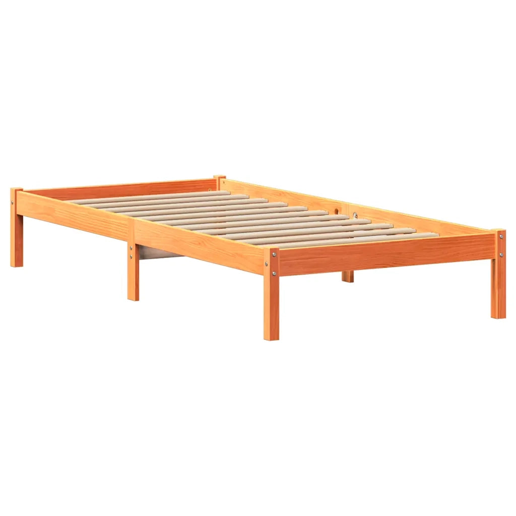 vidaXL Letto Libreria senza Materasso Marrone Cera 100x200 cm in Pino