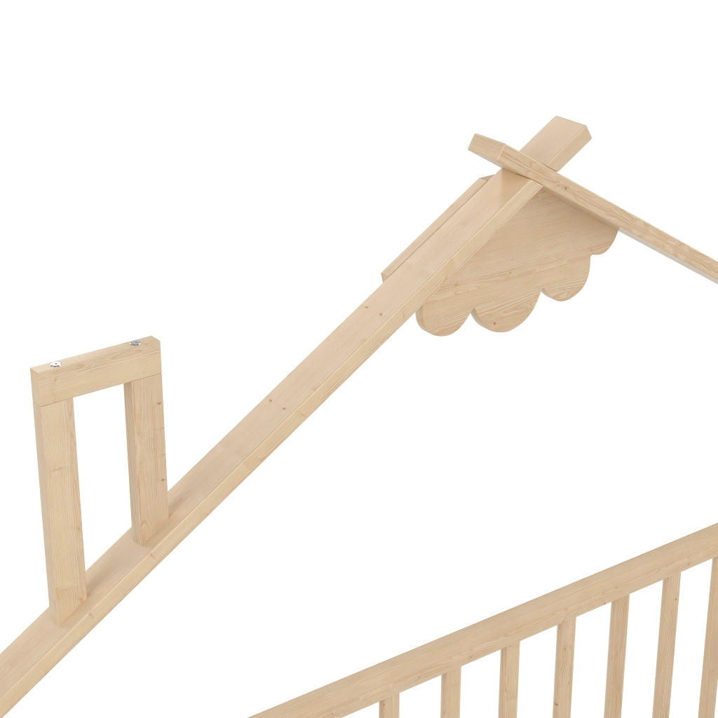 Letto a Casetta 90 × 190 cm; Singolo con Sponda con Chiusura; senza Materasso; Pino e MDF; Naturale