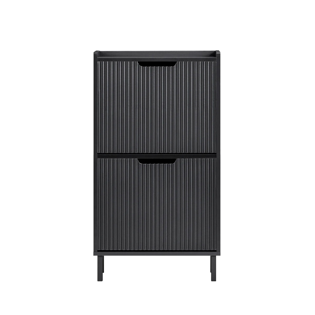 Mobiletto portascarpe scarpiera mobile ingresso salvaspazio Regolabili Nero 50x19x90cm 2 ante FSR177-SCH