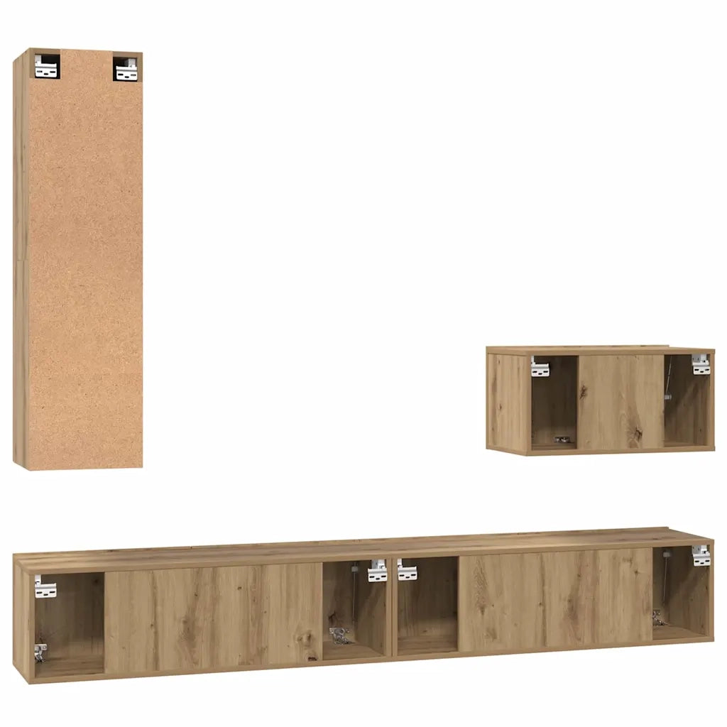 vidaXL Set di mobili TV 4 pcs rovere artigianale 200 x 30 x 30 cm