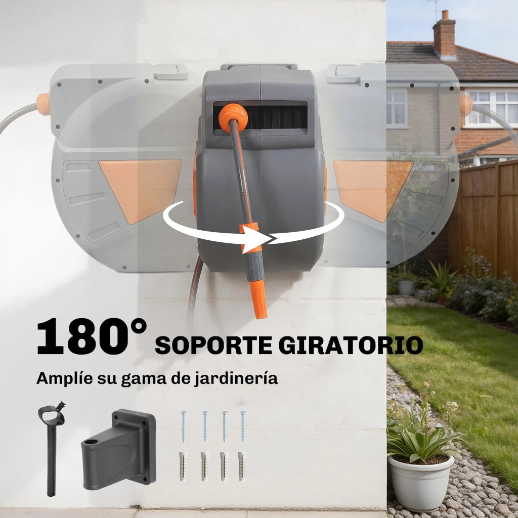 Carrete per Tubo da Giardino Retrattile 20+1,6 m ¨C zephmum ¨C Grigio