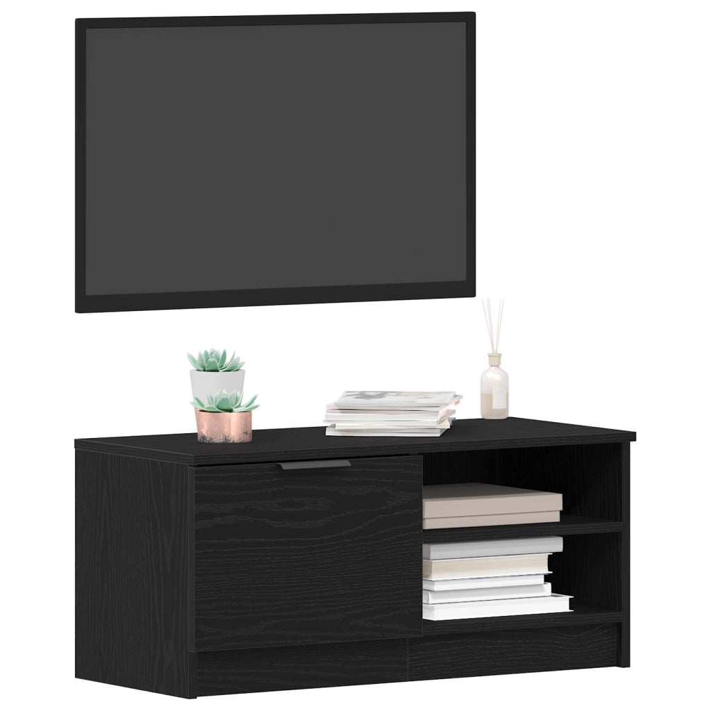 Mobile TV  2 pezzi Nero Rovere 80x35x36,5 cm Legno ingegnerizzato