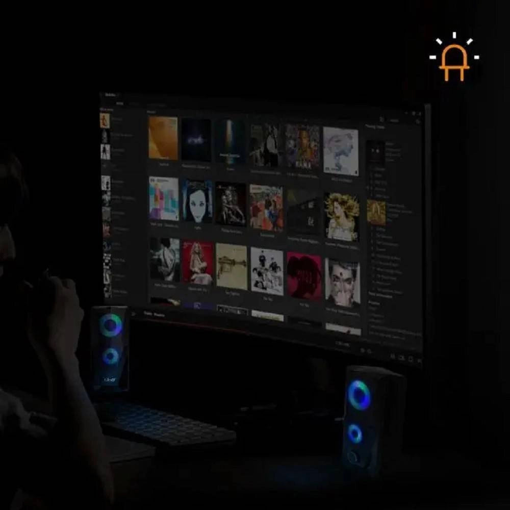 Trade Shop - Casse Altoparlanti Stereo Usb 2.0 Con Luci Led Pc Gaming Rgb Speaker Tv Mp3 A5005 -