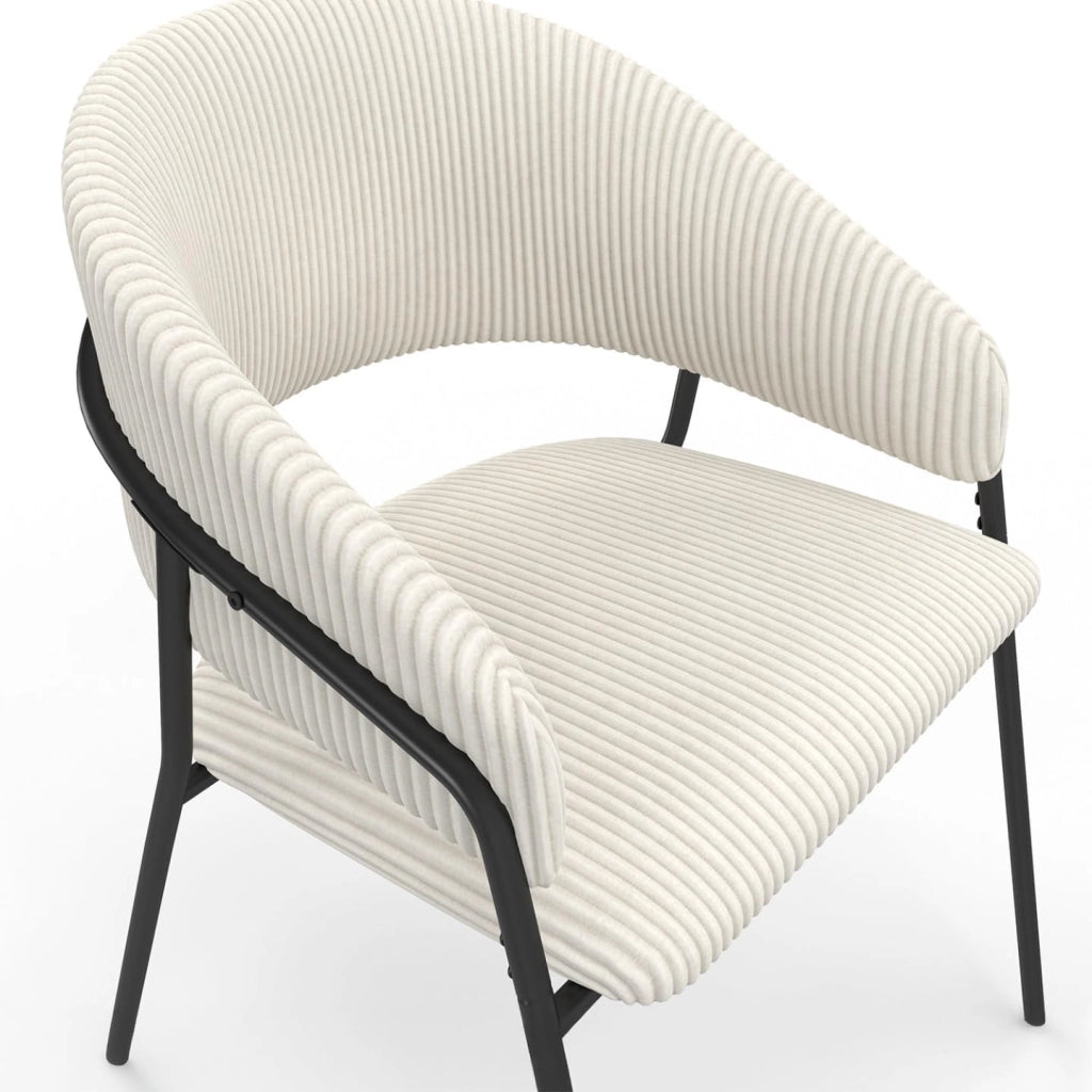 Set di 2 sedie da pranzo Vini in velluto beige e gambe in metallo nero