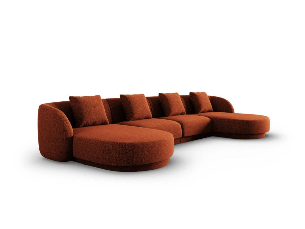 Cosmopolitan Design - Divano panoramico "Tulum" 5 posti in ciniglia terracotta 