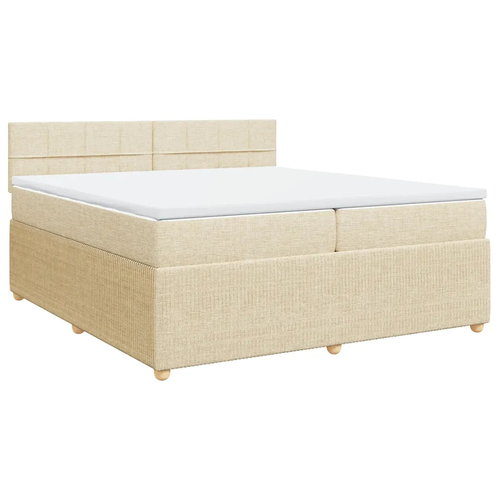 Giroletto a Molle con Materasso Crema 200x200 cm in Tessuto